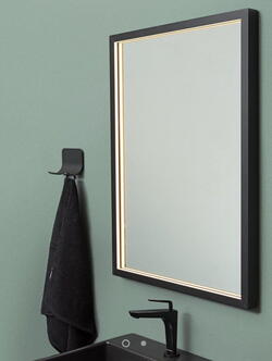 Cassøe Milano spejl med sort ramme og LED - 60 x 80 cm - vendbart
