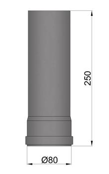 Sort røgrør Ø80 mm. 250 mm.