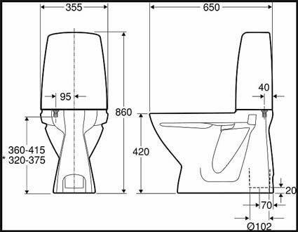 Ifö Sign toilet med lukket S-lås & Ifö Clean - 650 x 355 mm