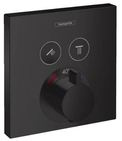 Hansgrohe ShowerSelect termostatarmatur til indbygning med afspærring til 2 udtag - matsort