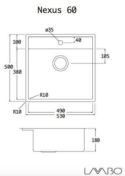 Lavabo Nexus 60 køkkenvask 53 cm