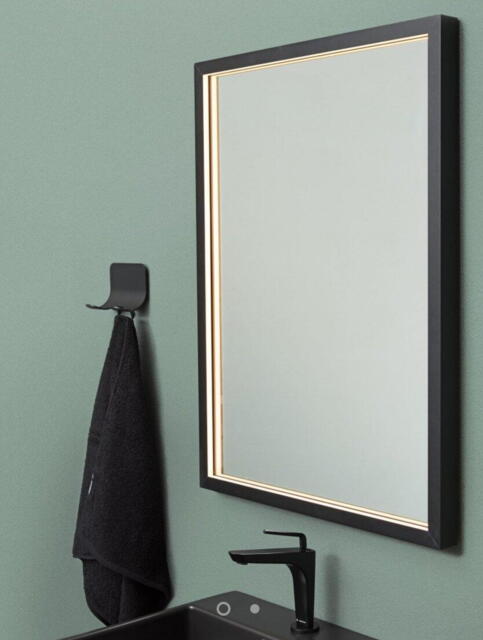 Cassøe Milano spejl med sort ramme og LED - 60 x 80 cm - vendbart