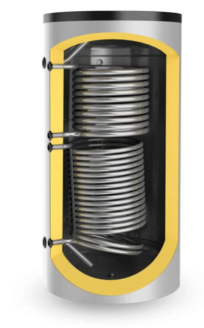 Isoleret Eldom akkumuleringstank med 2 spiraler - 300 liter