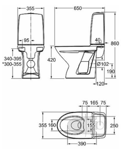 Ifö Spira toilet med P-lås, skruemontering - Rimless
