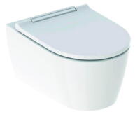 Geberit ONE Rimfree vægmonteret toiletskål inkl. toiletsæde, hvid/krom dæksel