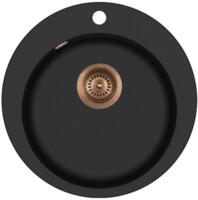 Lavabo Saturn komposit køkkenvask - sort med kobber afløb